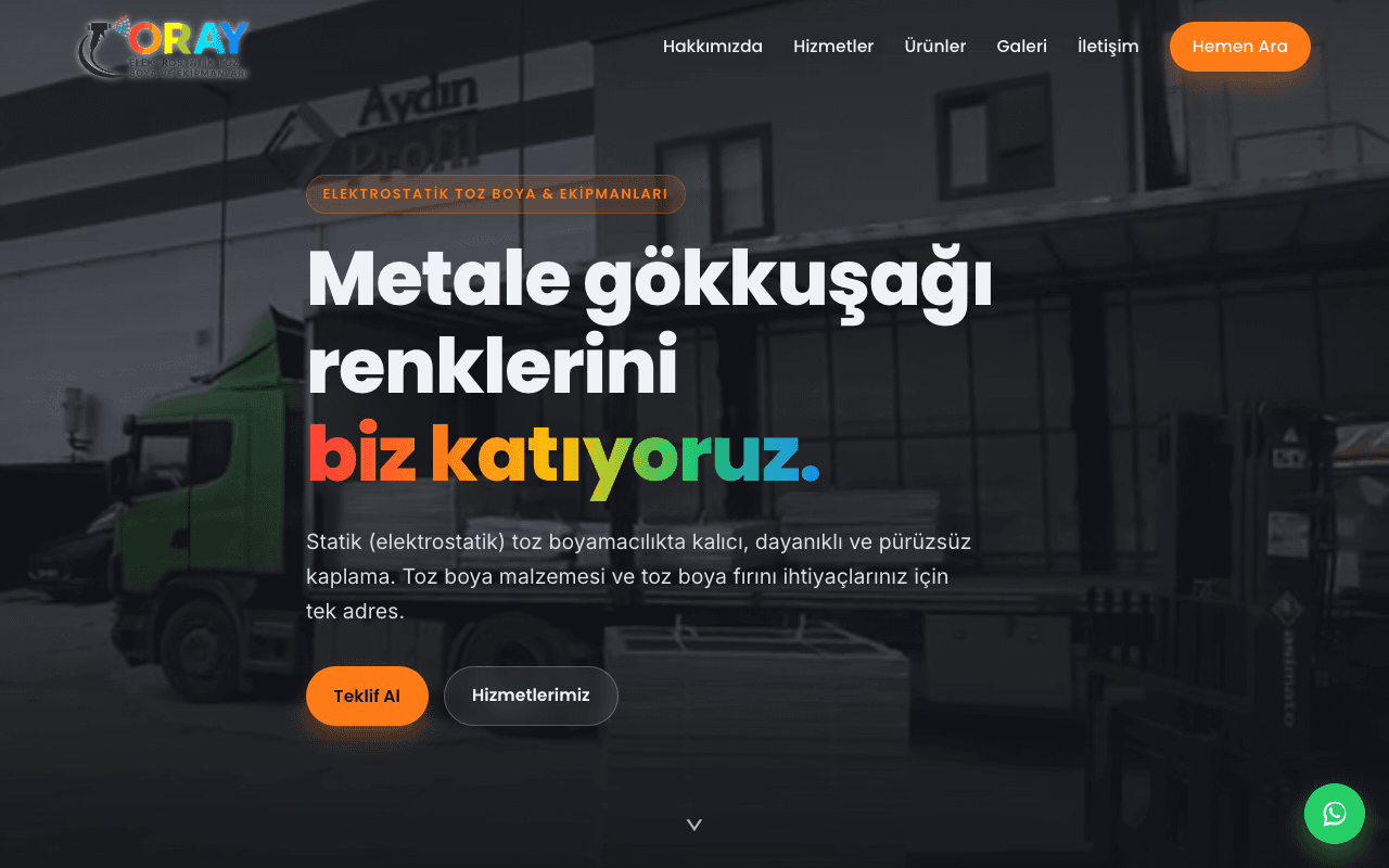 Oray Statik Toz Boya web sitesi ekran görüntüsü